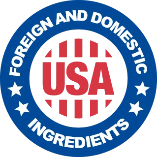 Made in the USA with foreign and domestic ingredients
